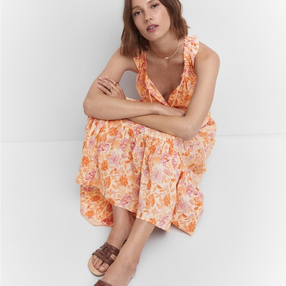 Mango Floral Maxi Dress - Pink and Orange SIZE 6 - Picture 4 of 12